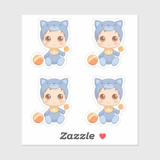 Baby Boy Girl Cat Jumpsuit Set of 4 (Sheet)