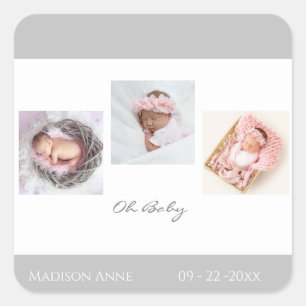 Baby Boy Girl Cute Birth Square Sticker
