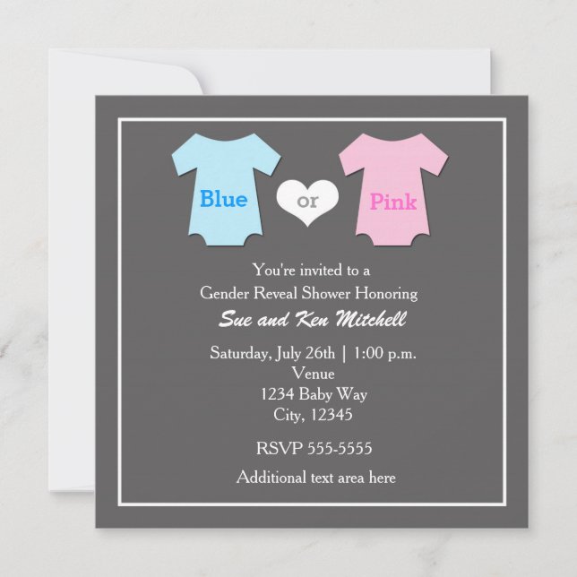 Baby Boy Girl Gender Reveal Shower Invitation (Front)