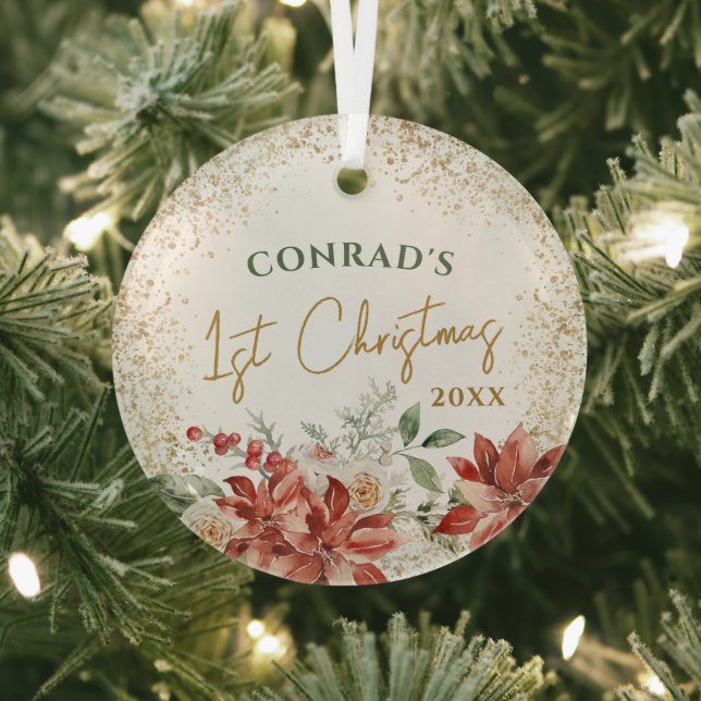 Baby Boy Girl Milestone First 1st Christmas Tree Glass Tree Decoration (Insitu)