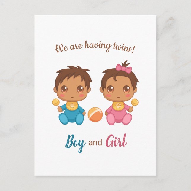 Baby Boy Girl Twins Announcement Postcard (Front)