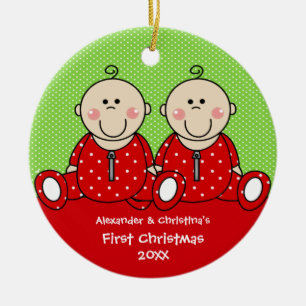 Baby Boy & Girl Twin's First Christmas Ornament