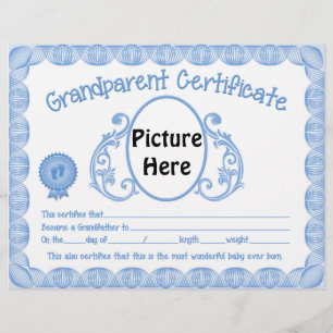 Baby boy Grandparents certificate letterhead