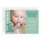 Baby Boy Green 1st Birthday Thank You Photo Card