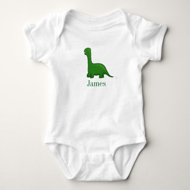 Baby boy green dinosaur bodysuit (Front)