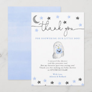 Baby boy halloween fall cute ghost baby shower thank you card