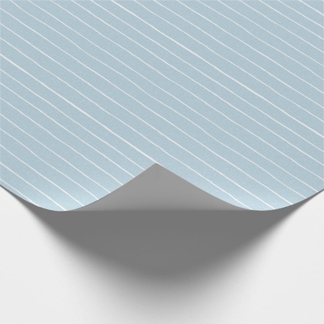 Baby Boy hand-drawn stripes baby blue Wrapping Paper (Corner)