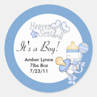 Baby Boy Heaven Sent Customisable Stickers