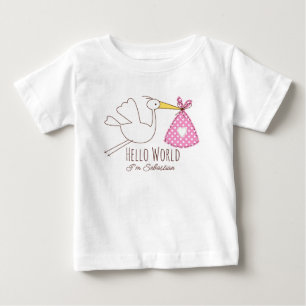 Baby Boy Hello World I'm Sebastian Personalized T-Shirt