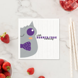 Baby Boy Horned Frog Purple Baby Shower Napkin