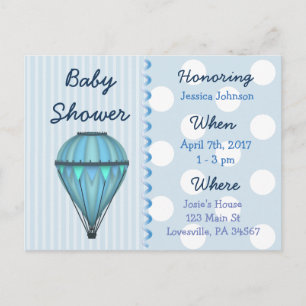Baby Boy Hot Air Balloon Baby Shower Invitation