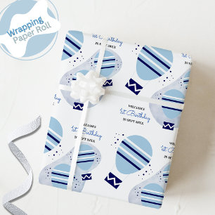 Baby Boy Hot Air Balloons Navy Blue Wrapping Paper