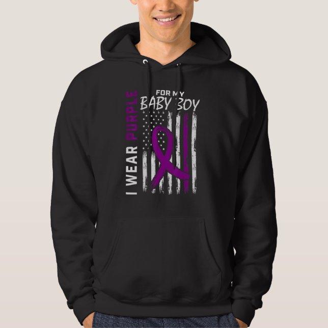 Baby Boy I Wear Purple For My Son Epilepsy Awarene Hoodie (Front)