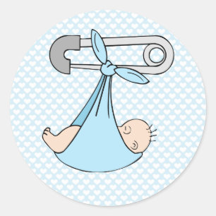 Baby Boy in Blanket Classic Round Sticker