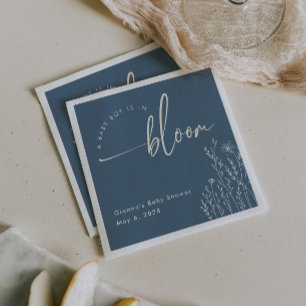 Baby Boy in Bloom - Dusty Blue Baby Shower Napkin
