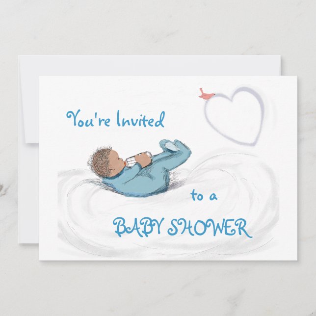 Baby Boy in Clouds Invitation (Front)