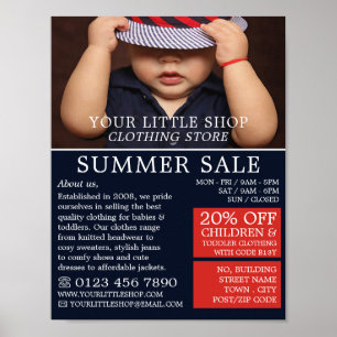 Baby Boy in Hat, Children's Clothing Store Poster