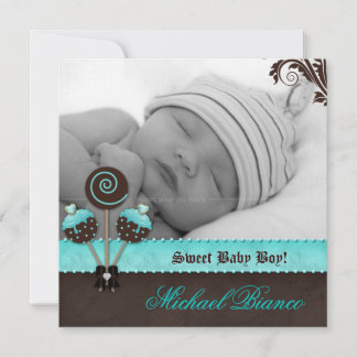 Baby Boy Invitation Announcement Cake Pops Blue