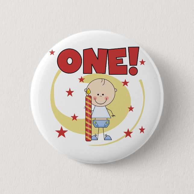 Baby Boy is One 1st Birthday Tshirts and Gifts 6 Cm Round Badge (Front)