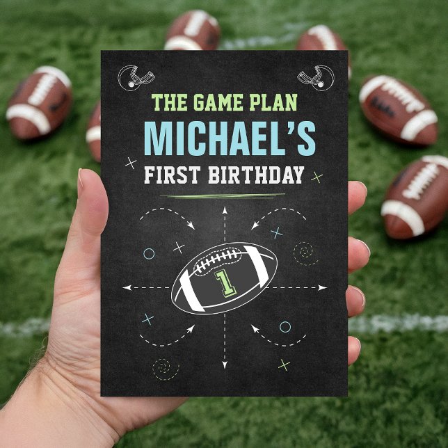 Baby Boy Kid Football Sports First Birthday Party Invitation (Creator Uploaded)