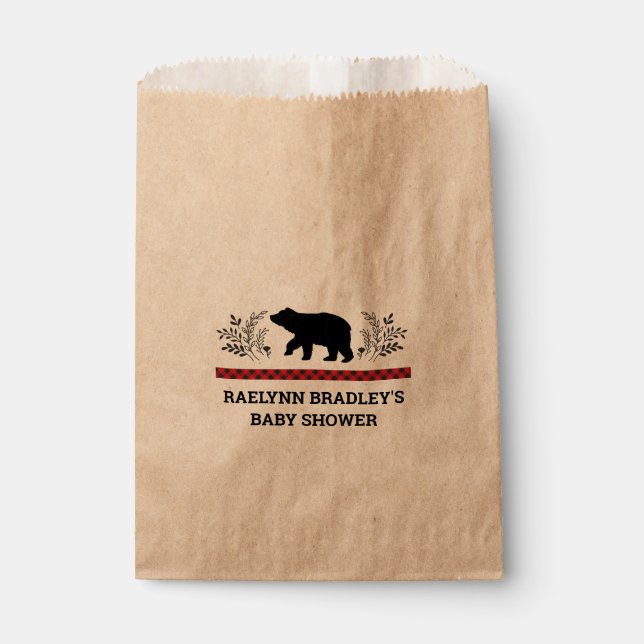 Baby Boy Kraft Bear Lumberjack Favour Bags (Front)