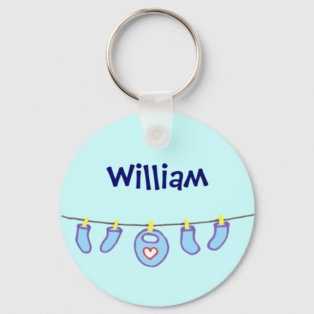 Baby Boy Laundry It's A Boy! Personalised Key Ring (Front)