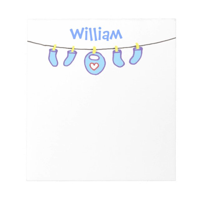 Baby Boy Laundry It's A Boy! Personalised Name Notepad (Front)