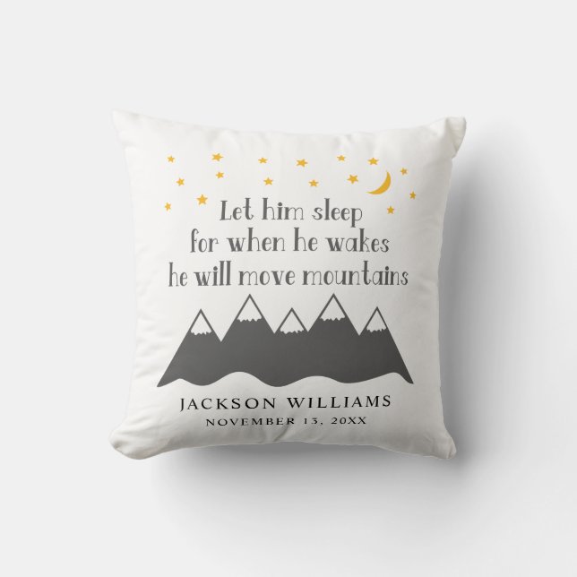 Baby Boy Let Him Sleep Saying Nursery Cushion (Front)