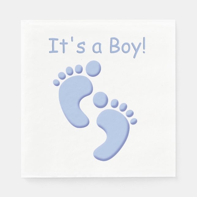 Baby Boy Little Feet Baby Shower Napkin (Front)