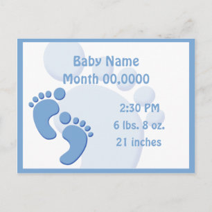 Baby Boy Little Feet Footprint Birth Announcement