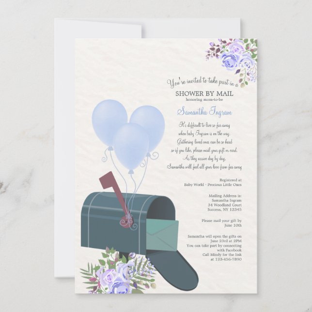 Baby Boy Long Distance Shower Invitation (Front)