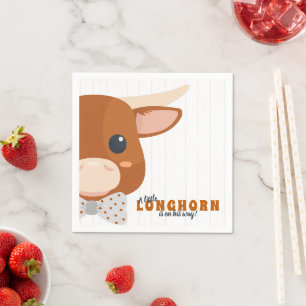 Baby Boy Longhorn Burnt Orange Baby Shower Napkin