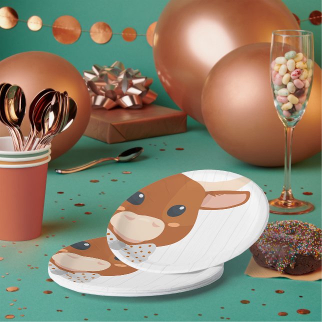 Baby Boy Longhorn Burnt Orange Baby Shower Paper Plate (Multi)