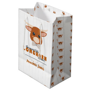 Baby Boy Longhorn Burnt Orange Medium Gift Bag