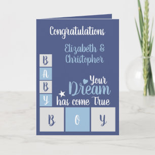 Baby Boy love and cherish your little man navy Card