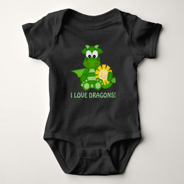 Baby boy love Dragons bodysuit (Front)
