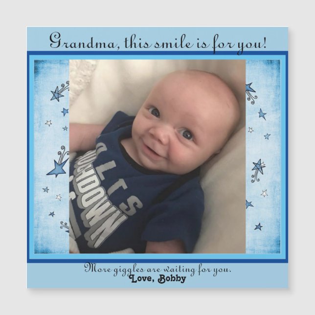 Baby Boy Magnetic Picture Card for Grandmother (Front)