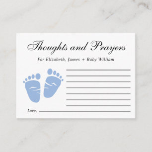 Baby Boy Memorial Service Thoughts and Prayers Enclosure Card
