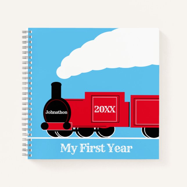 Baby Boy memory blank train journal (Front)