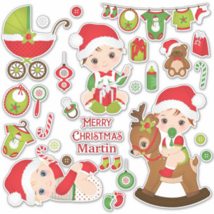 Baby Boy Merry Christmas Custom-Cut Vinyl Sticker