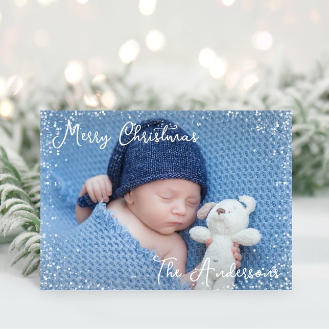 Baby Boy Merry Christmas Photo Holiday Card (Creator Uploaded)