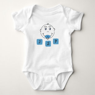 Baby Boy Mischief Face with Monogram Bodysuit