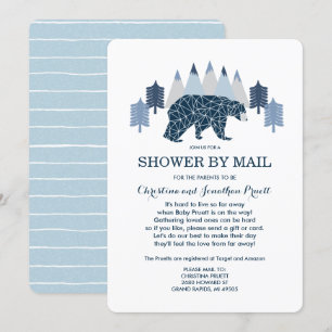 Baby Boy Modern Bear baby shower by mail Invitation