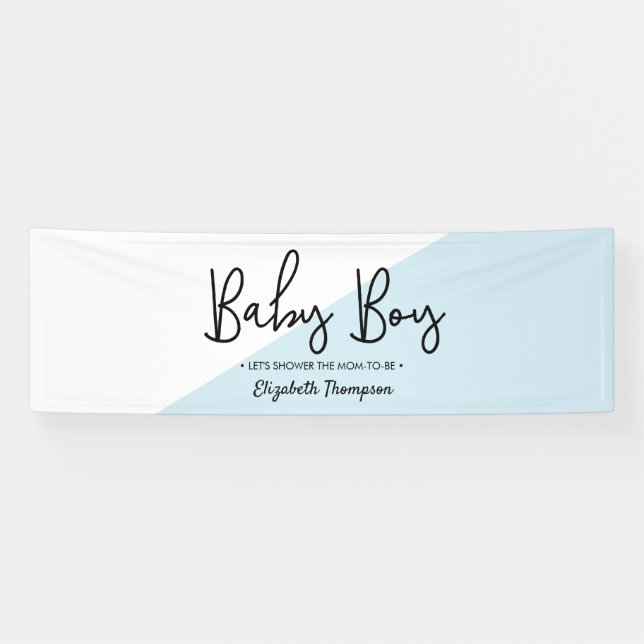 Baby Boy Modern Diagonal Baby Shower Banner (Horizontal)