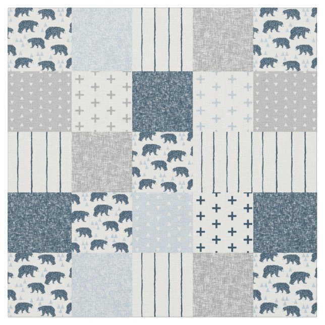 Baby Boy modern patchwork Fabric (Close Up)