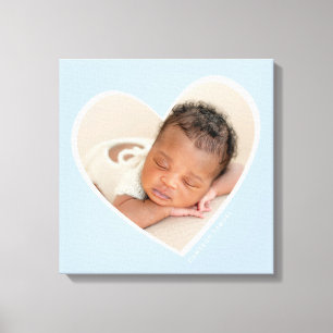 BABY BOY modern photo layered heart pale blue Canvas Print
