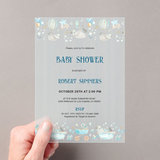 Baby Boy Modern Shower Invitation (Insitu (Handheld))