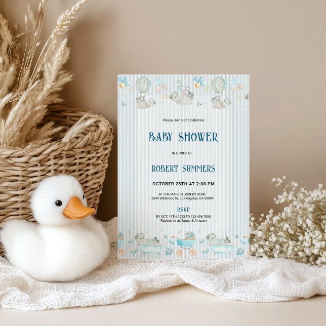 Baby Boy Modern Shower Invitation (Creator Uploaded)