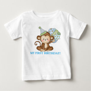 Baby boy monkey first Birthday t-shirt