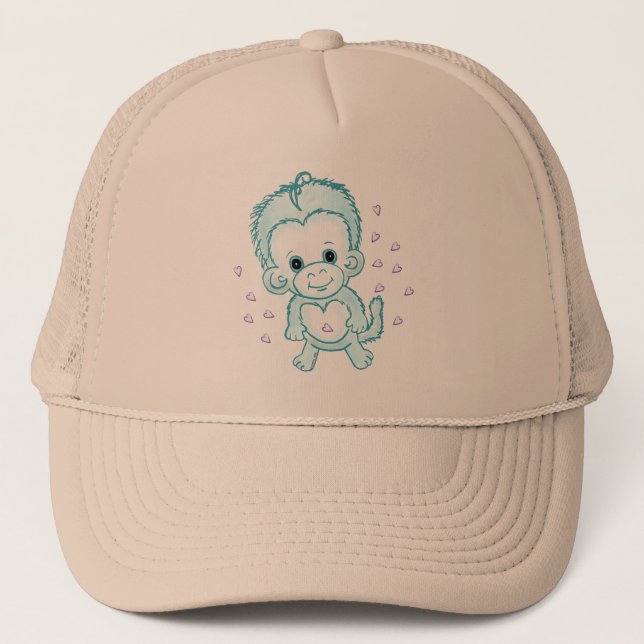 Baby Boy Monkey Trucker Hat (Front)